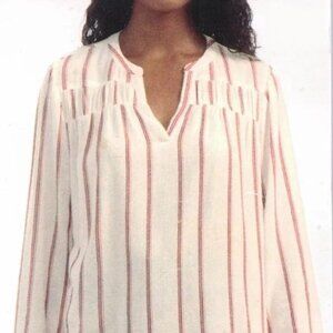 Splendid Ladies' V-Neck Blouse. Loose Fit, Size Small, Pink Stripe "NEW"